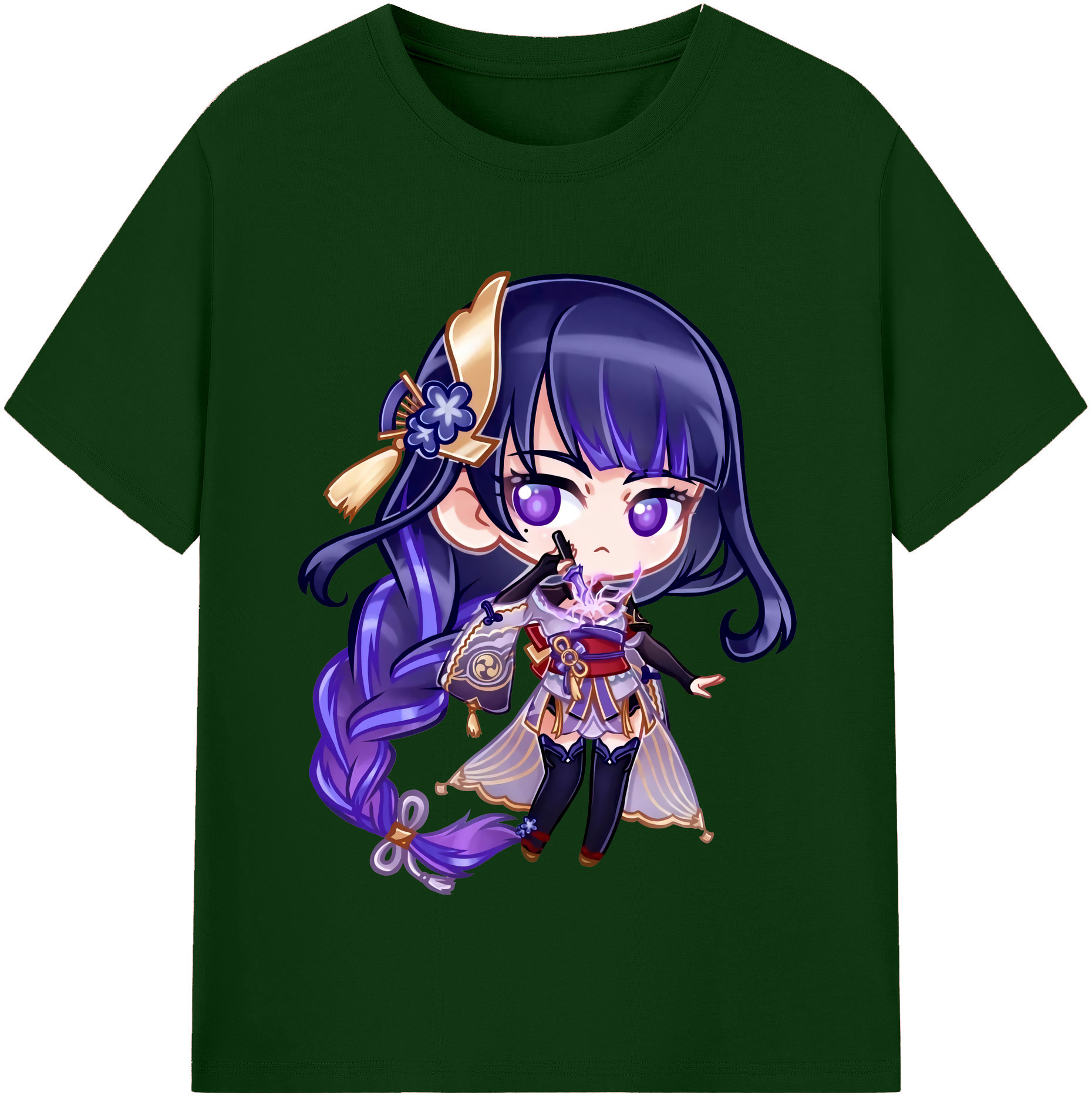 げんし神 雷電将軍 らいでんしょうぐん genshin Raiden Shogun 綿100％半袖Tシャツ（フロントプリント）